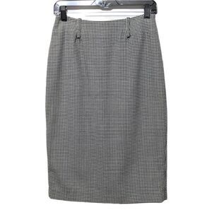 ANNE KLEIN Worsted Wool Houndstooth Midi Skirt 2